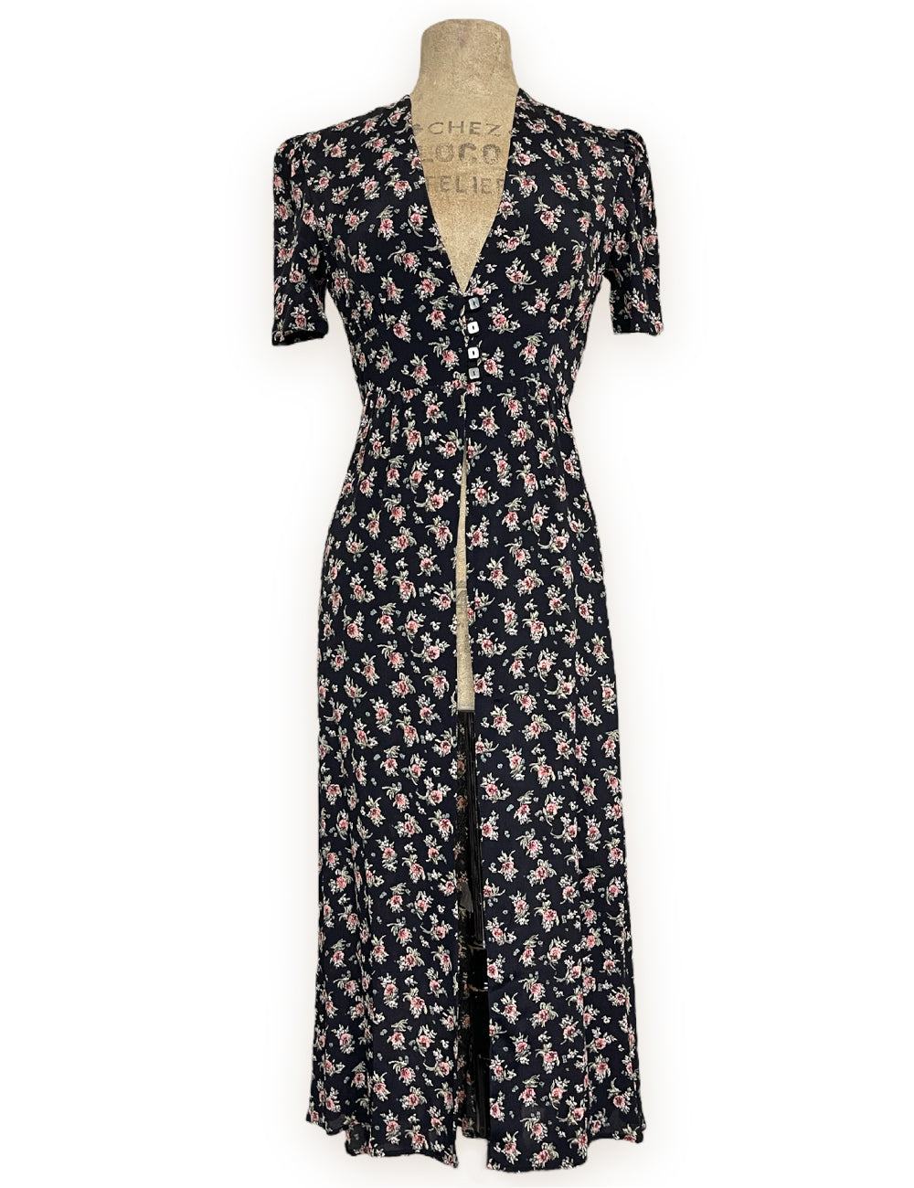 Sweet Corsage Floral 1930s Long Peignoir Harlow Robe