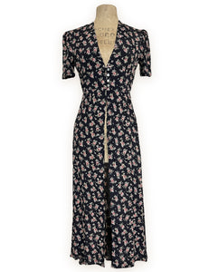 Sweet Corsage Floral 1930s Long Peignoir Harlow Robe