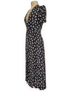Sweet Corsage Floral 1930s Long Peignoir Harlow Robe