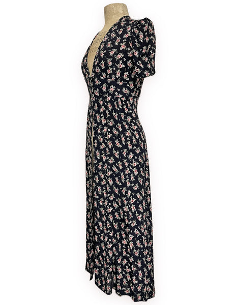 Sweet Corsage Floral 1930s Long Peignoir Harlow Robe
