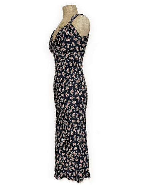 Sweet Corsage Floral 1930s Style Harlow Long Slip Dress