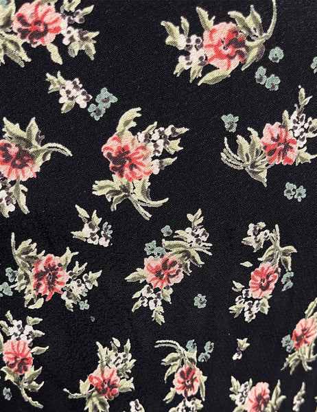 Black Corsage Floral 1940s Style Vintage Day Dress