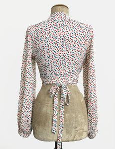 Sweet Leaves Balloon Sleeve Babaloo Crop Wrap Top