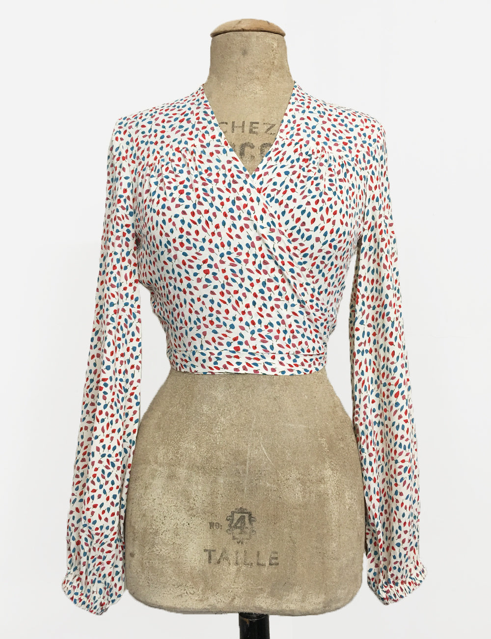 Sweet Leaves Balloon Sleeve Babaloo Crop Wrap Top