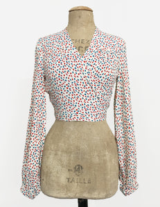Sweet Leaves Balloon Sleeve Babaloo Crop Wrap Top