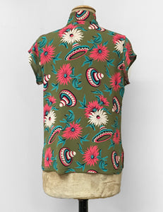 Olive Green Sombrero Print Tea Timer Top