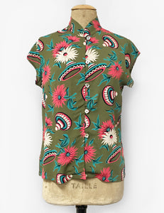 Olive Green Sombrero Print Tea Timer Top