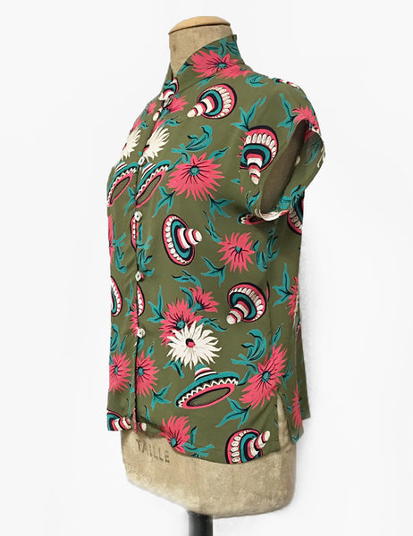 Olive Green Sombrero Print Tea Timer Top
