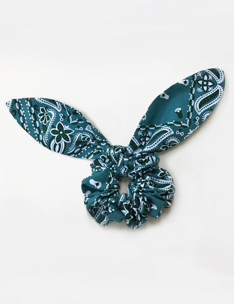 Teal Green Bandana Scrunchie & Tie