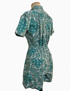 Scout for Loco Lindo Teal Green Bandana Print 1940s Carolina Romper