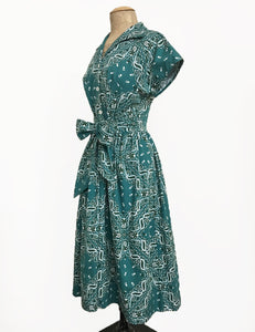 Scout for Loco Lindo 1940s Teal Green Bandana Print Willow Dress
