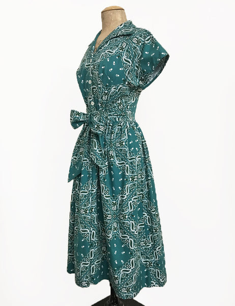 Scout for Loco Lindo 1940s Teal Green Bandana Print Willow Dress