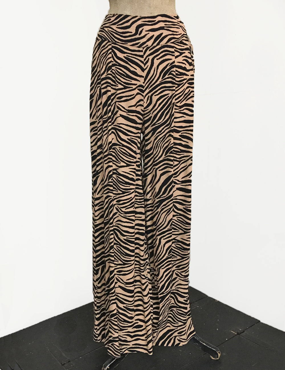 Tiger Print 1940s Style High Waisted Palazzo Pants - Size Large