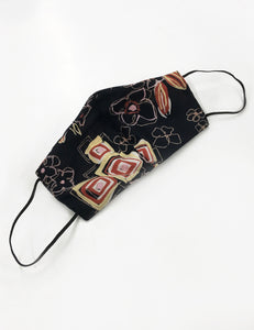 Black Abstract Tiki Print Handmade Washable Face Mask