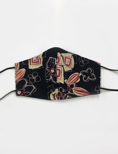 Black Abstract Tiki Print Handmade Washable Face Mask
