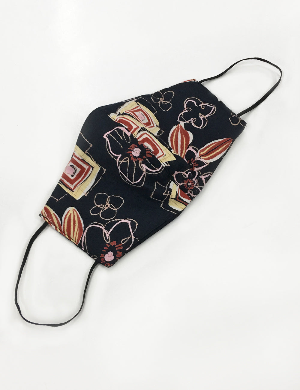 Black Abstract Tiki Print Handmade Washable Face Mask