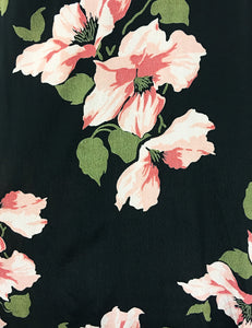 Pink & Black Tropical Nights 1940s Inspired Style Cascade Wrap Dress