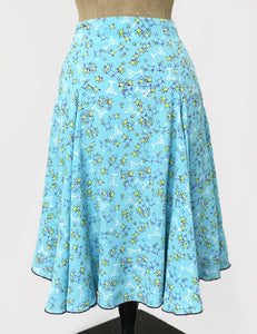 Turquoise Mid-Century Martini Print Venice Beach Balboa Circle Swing Skirt