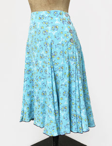 Turquoise Mid-Century Martini Print Venice Beach Balboa Circle Swing Skirt