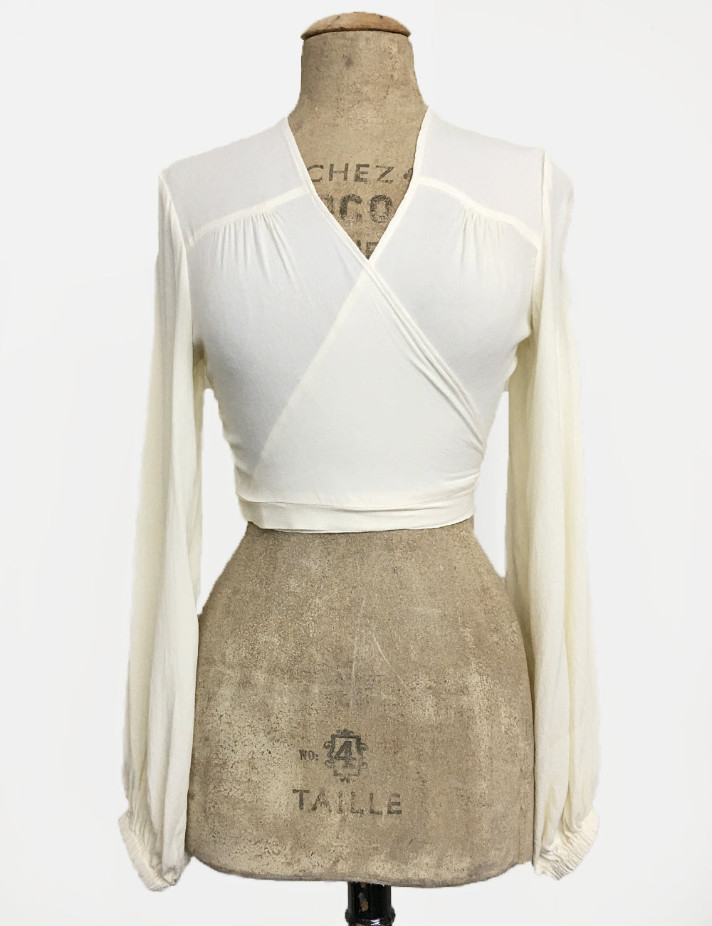 Vanilla Cream Vintage Inspired Babaloo Wrap Top