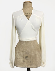 Vanilla Cream Vintage Inspired Babaloo Wrap Top