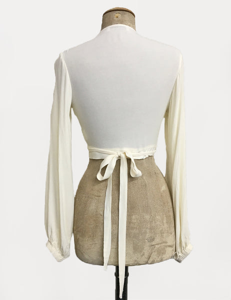 Vanilla Cream Vintage Inspired Babaloo Wrap Top