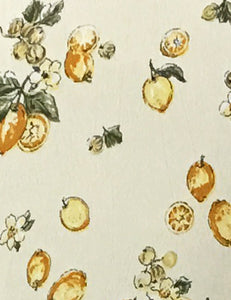 1940s Style Ivory Lemon Print Short Sleeve Vintage Day Dress