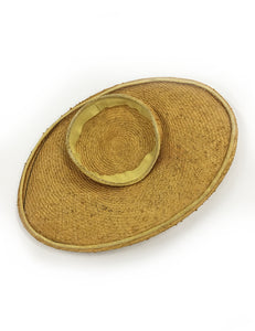 Authentic Vintage 1930s Woven Oval Sun Hat With Flowers