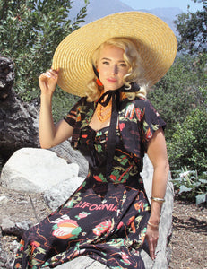 Black California Map Print 1940s Style Marta Halter Dress