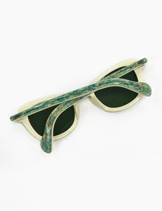 Authentic Vintage 1950s Blue & Cream Marbled Sunglasses