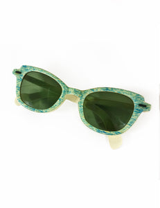 Authentic Vintage 1950s Blue & Cream Marbled Sunglasses