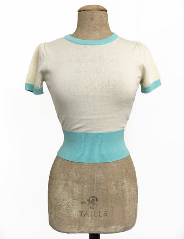 Wintergreen & Cream 1940s Style Eve Knit Sweater Top