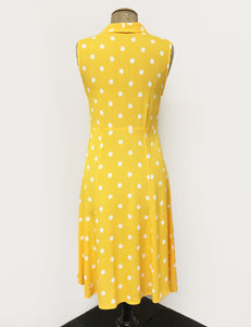 Yellow & White Polka Dot Sleeveless Knee Length Vintage Dress - FINAL SALE