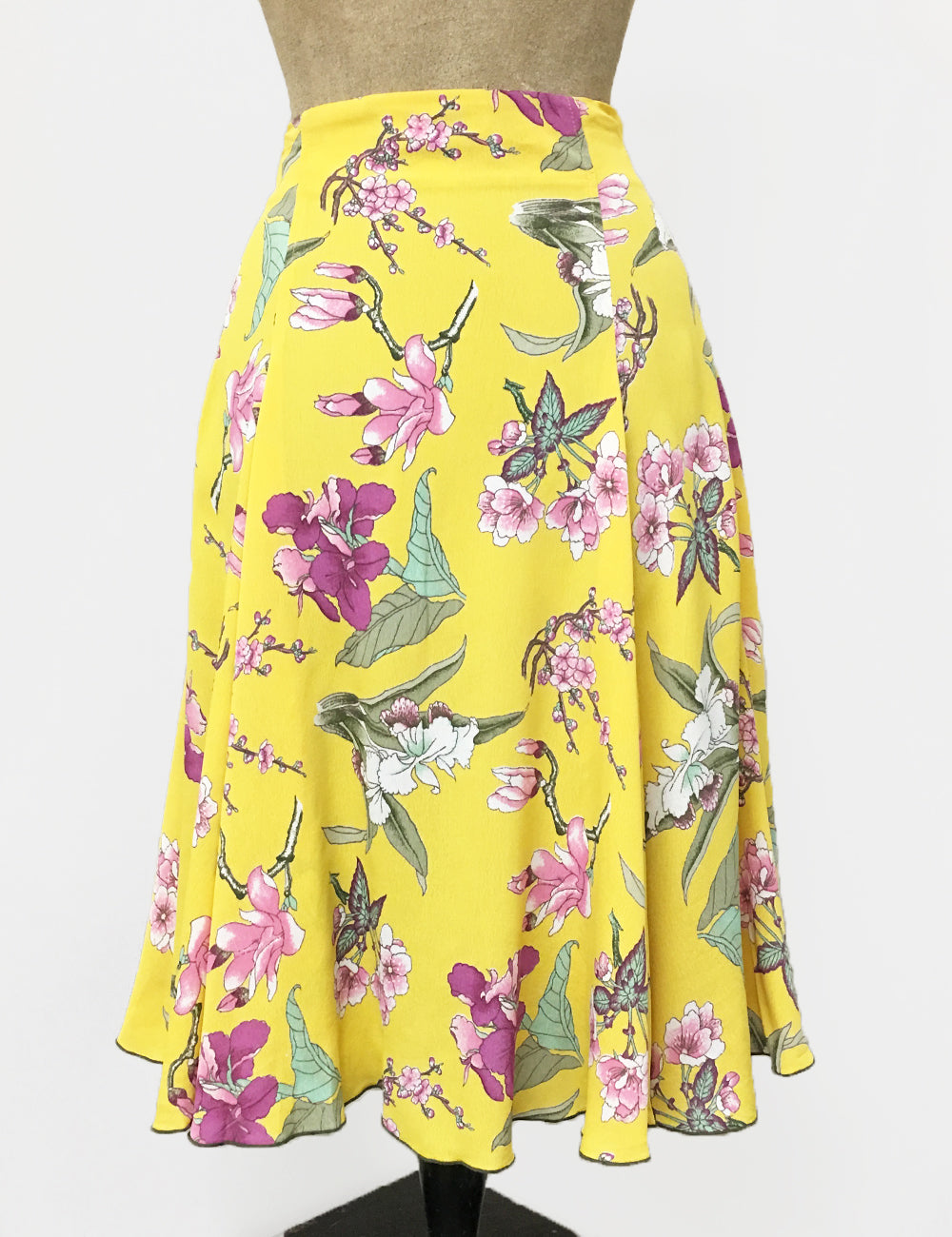 Yellow & Purple Iris Print Venice Beach Balboa Circle Swing Skirt