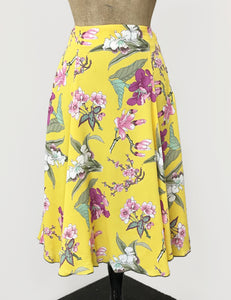 Yellow & Purple Iris Print Venice Beach Balboa Circle Swing Skirt