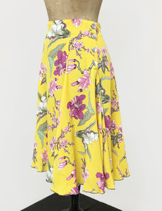 Yellow & Purple Iris Print Venice Beach Balboa Circle Swing Skirt