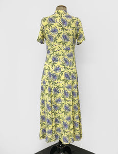 Yellow & Purple Island Music Tea Length Vintage Day Dress - FINAL SALE