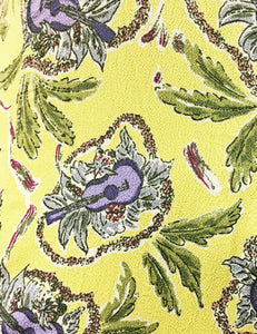 Yellow & Purple Island Music Tea Length Vintage Day Dress - FINAL SALE