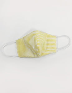 Yellow Seersucker Handmade Washable Face Mask