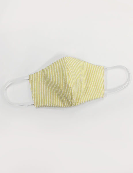 Yellow Seersucker Handmade Washable Face Mask