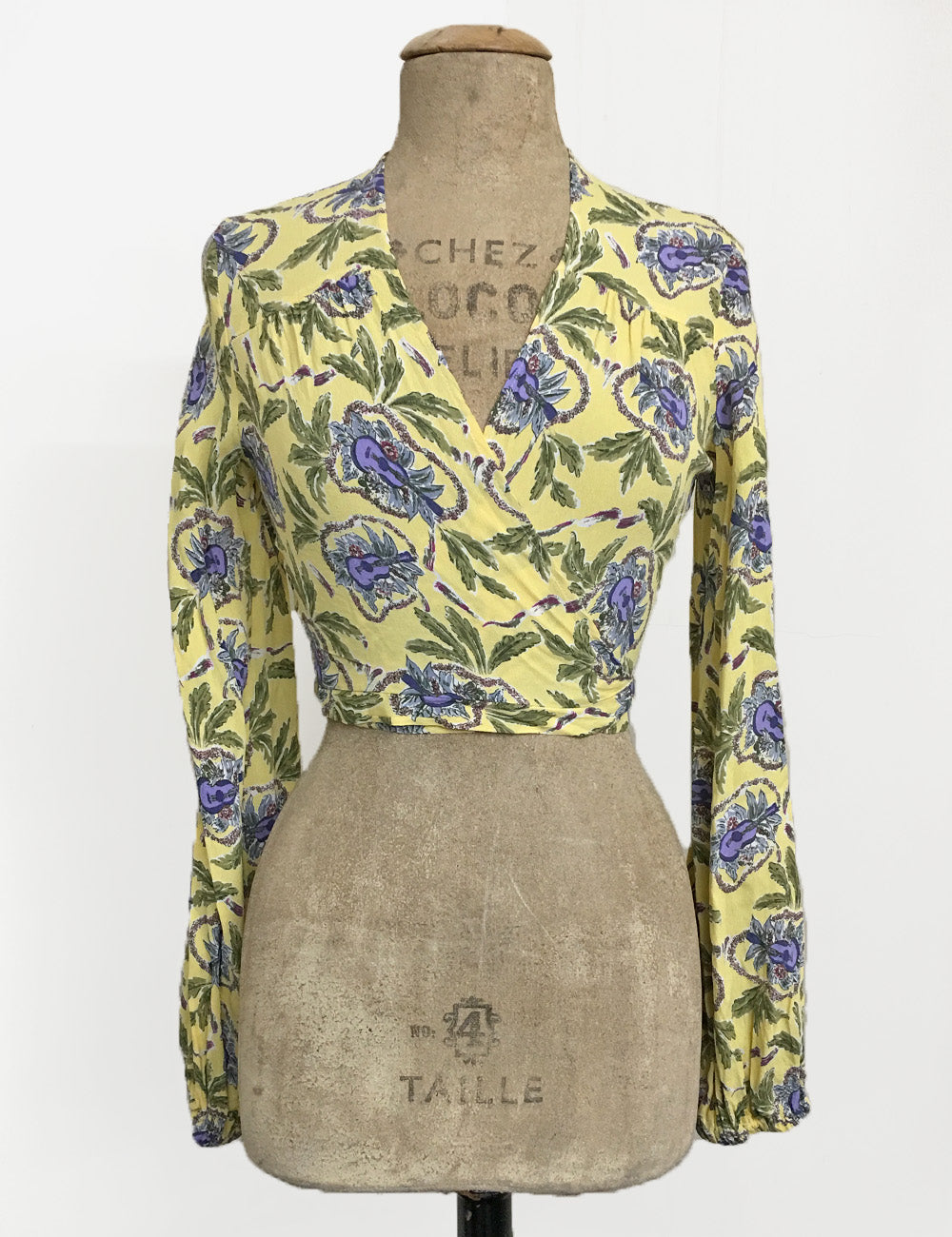 Yellow Island Music Print Babaloo Tie Crop Top - FINAL SALE