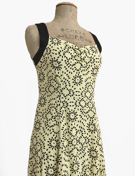 Yellow Geometric Print Vintage Style Sleeveless Mi Amor Dress