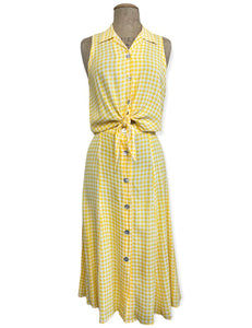 Yellow Gingham Button Front Phoebe Skirt
