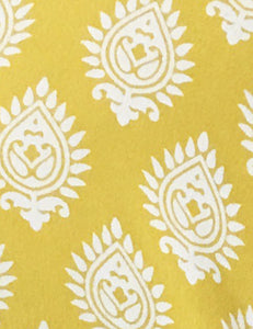 Yellow & White Turtle Stamp Print Ruffle Fitted Femme Blouse - FINAL SALE