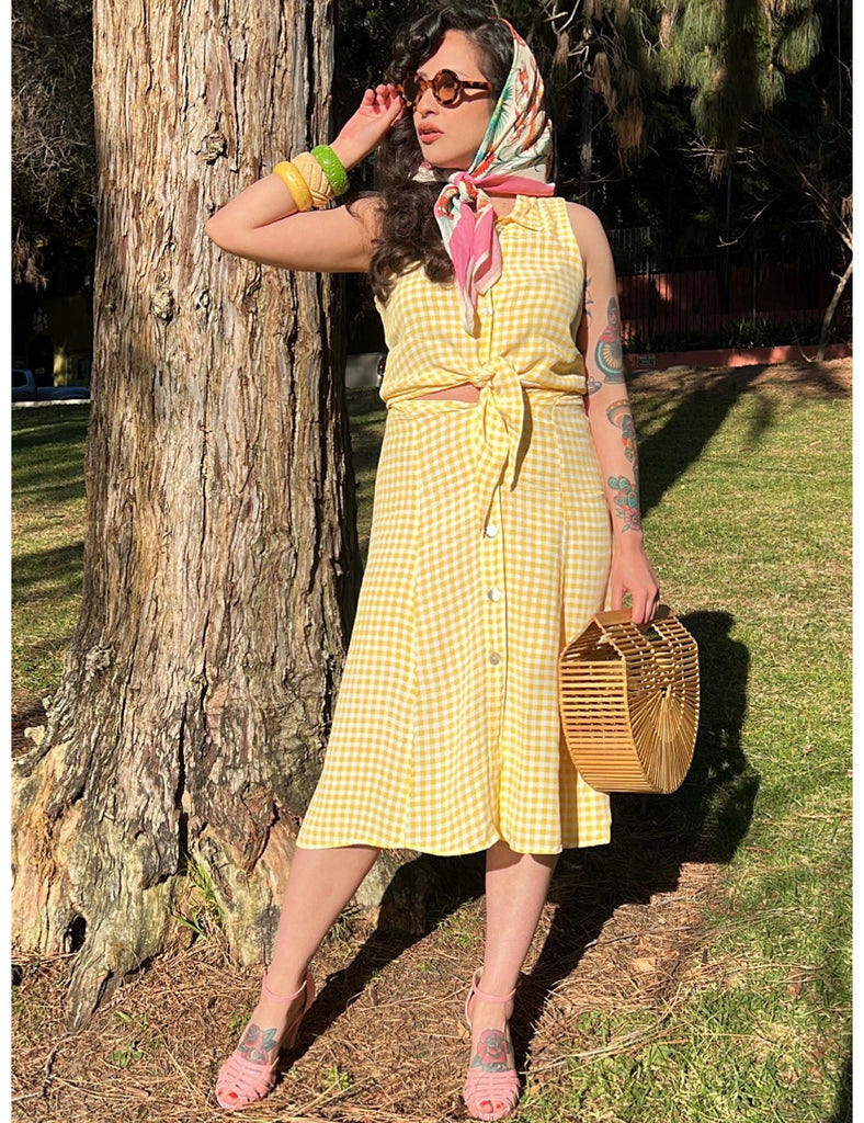 Gingham button skirt top