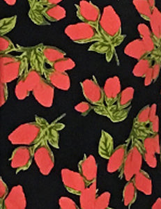 Black & Red Rosebud Floral Venice Beach Balboa Circle Swing Skirt