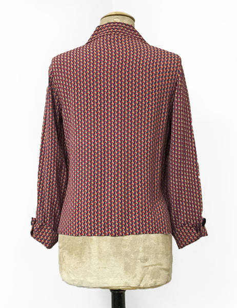 Geometric Esher Print 1940s Style Button Up Hepburn Blouse - FINAL SALE