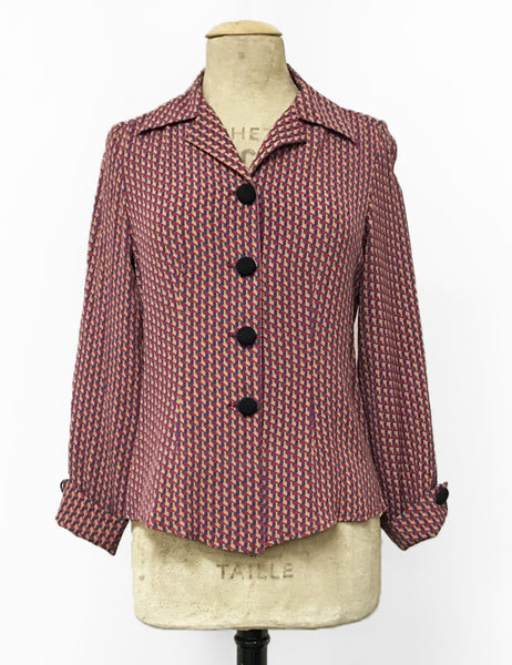 Geometric Esher Print 1940s Style Button Up Hepburn Blouse - FINAL SALE