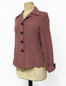 Geometric Esher Print 1940s Style Button Up Hepburn Blouse - FINAL SALE