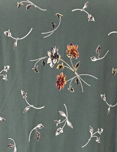 Silver Bouquet Floral 1940s Style Button Up Hepburn Blouse